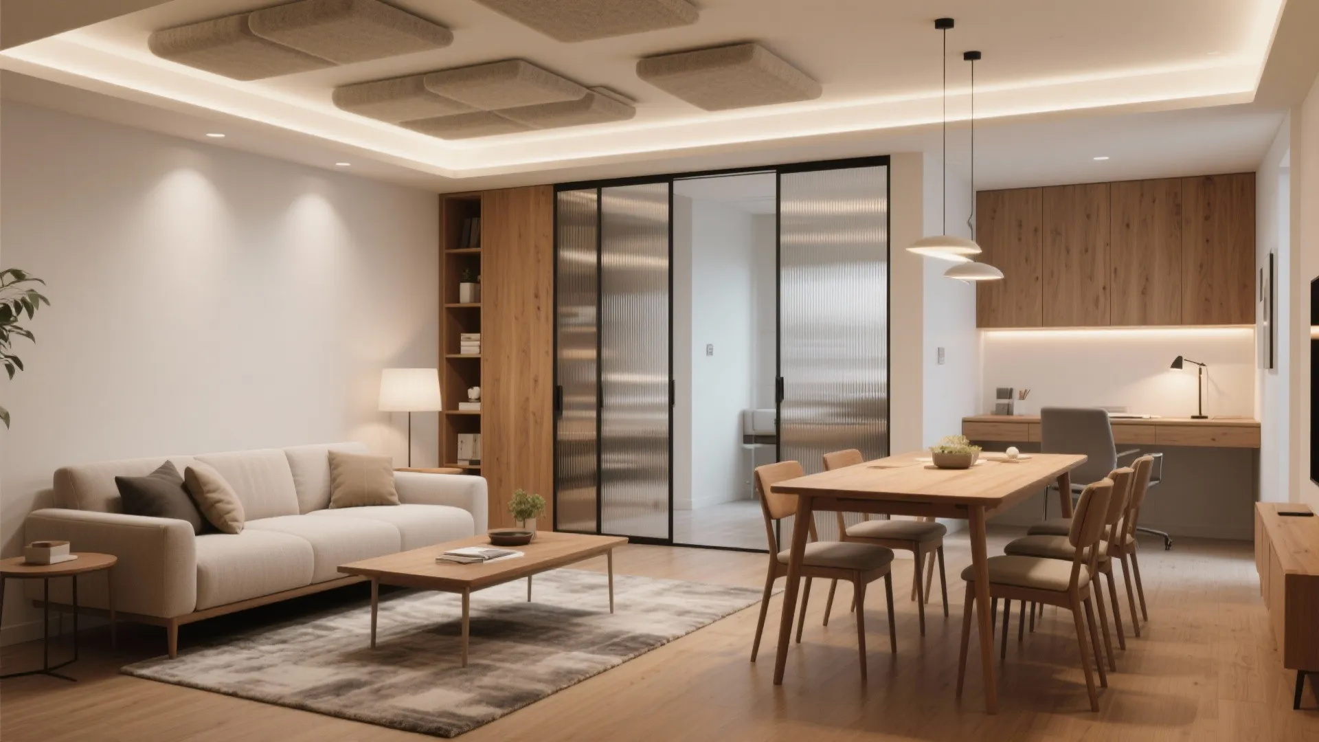 Flexible living-dining with a pocket study