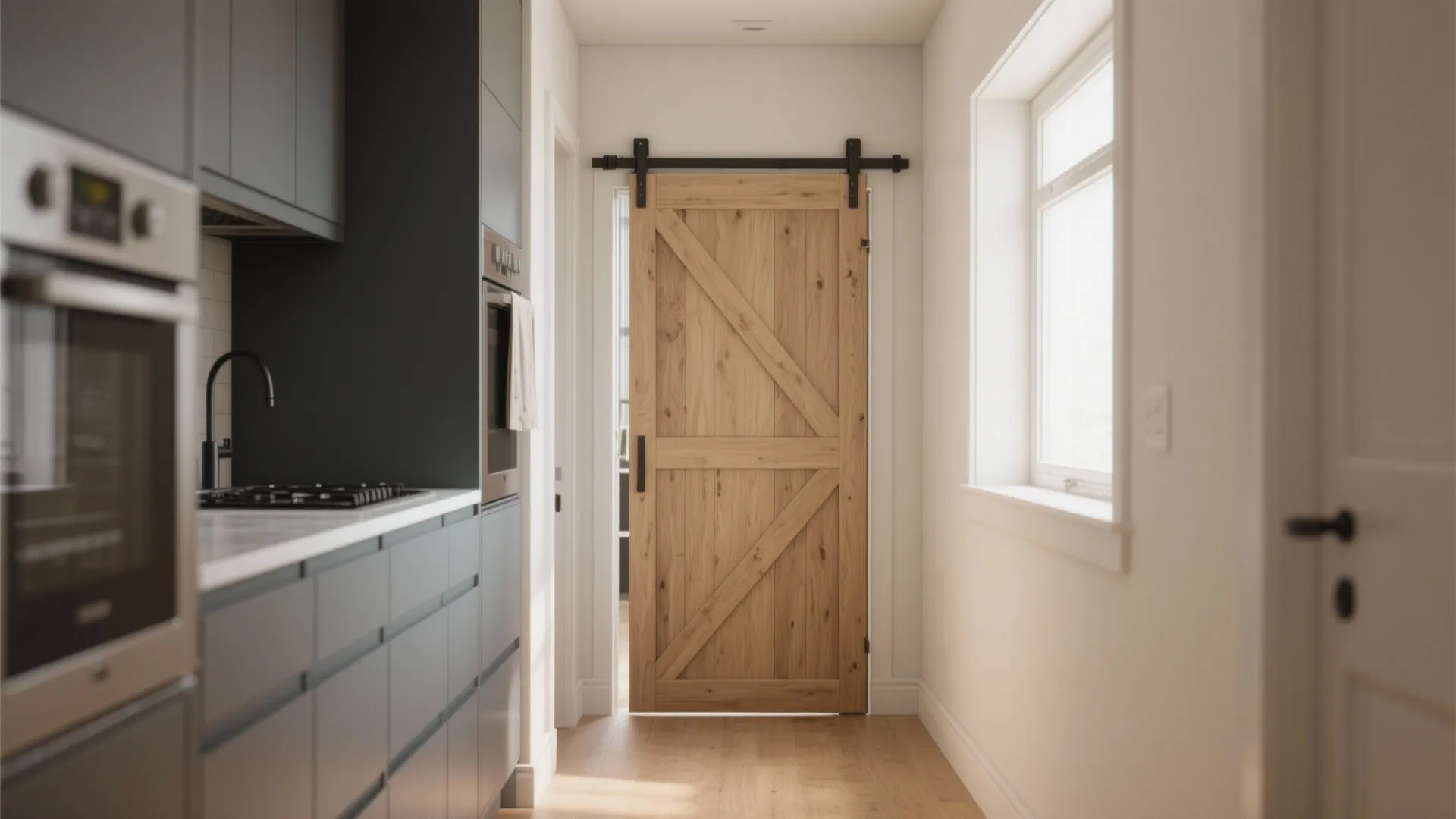 3. Pocket-Style Sliding Door for Tight Halls