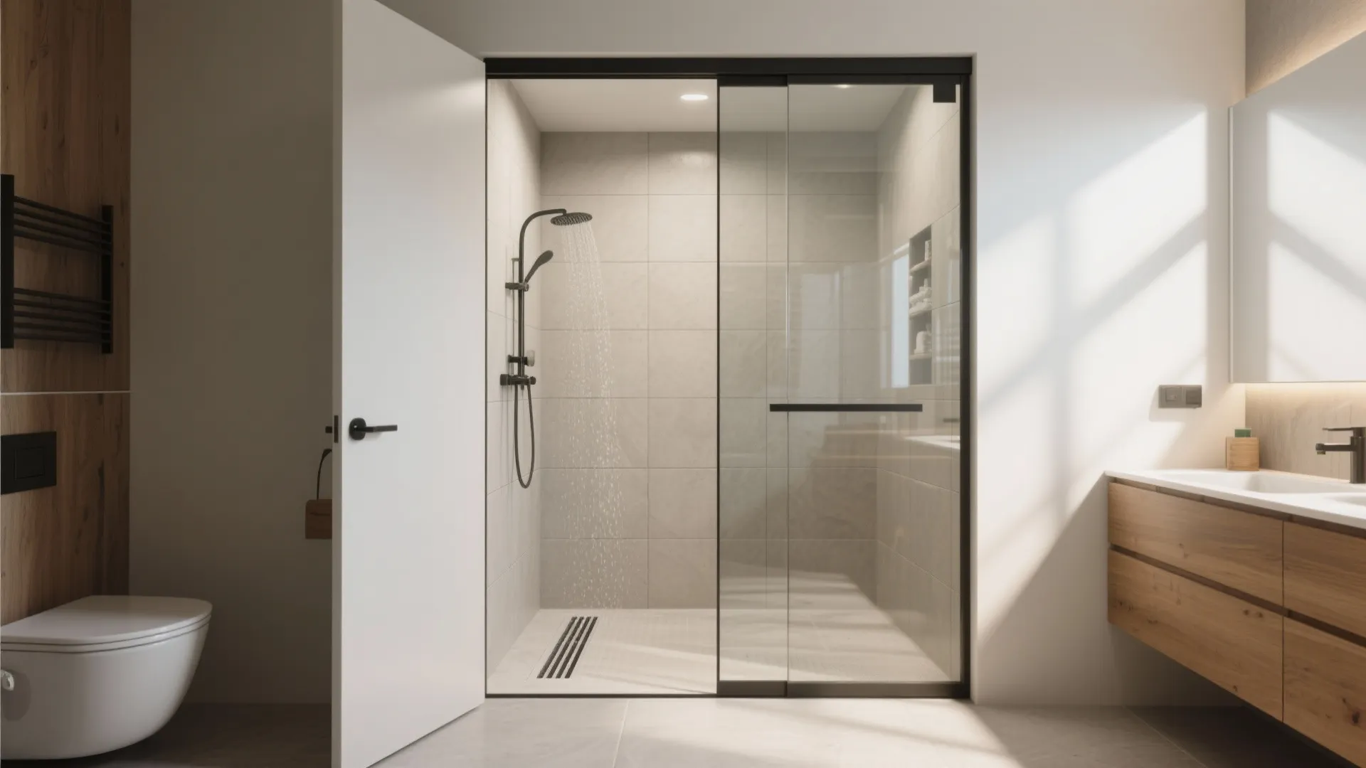 1. Pocket-door wet room