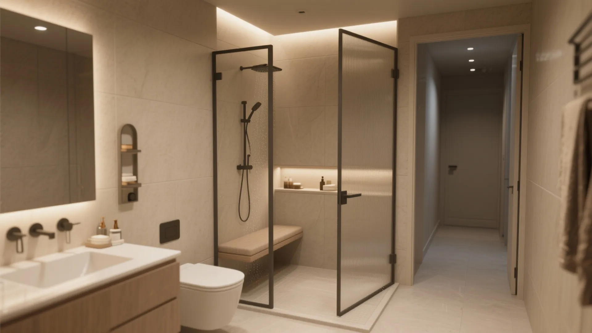 5. Pocket doors, half-walls, and wet-room thinking