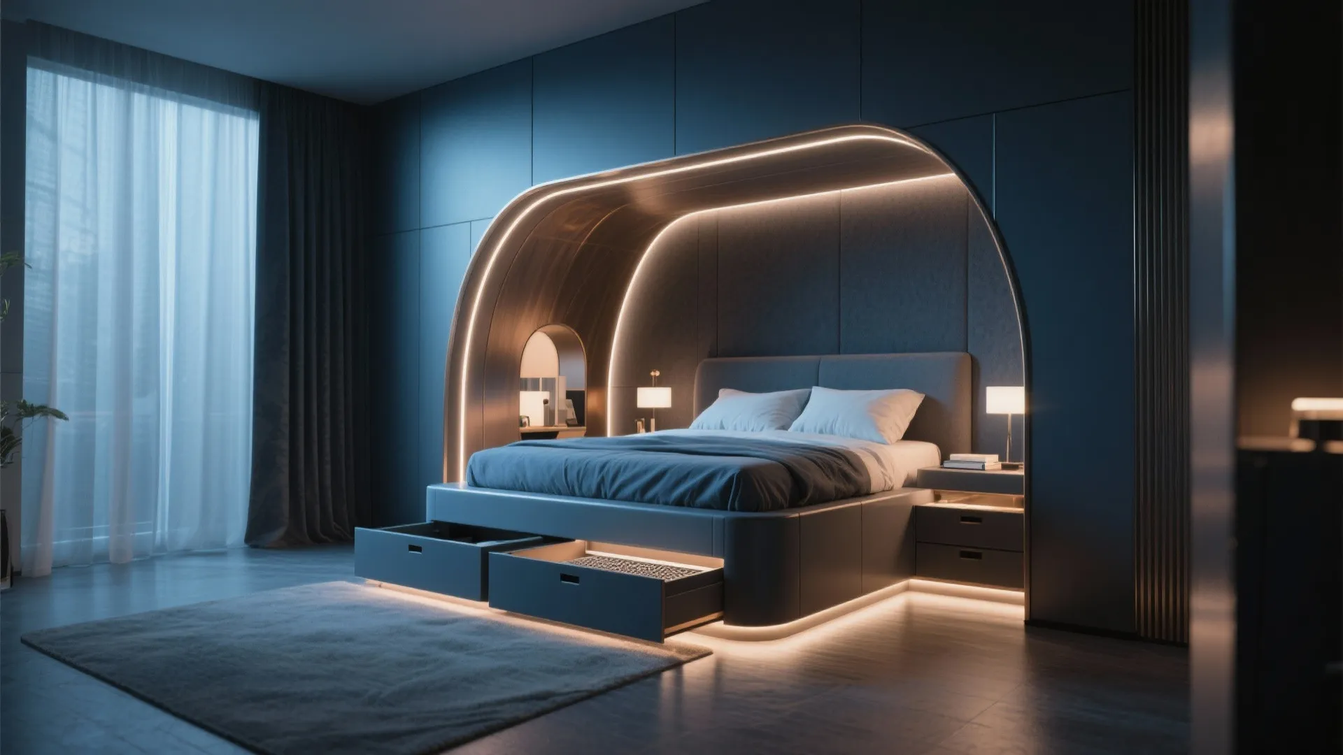 2. Pod Bed with Integrated Storage