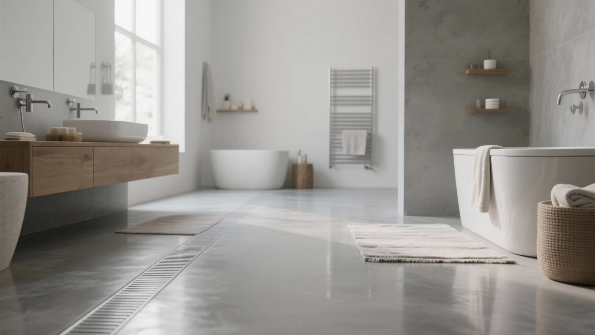 4. Polished concrete or microcement for a seamless look