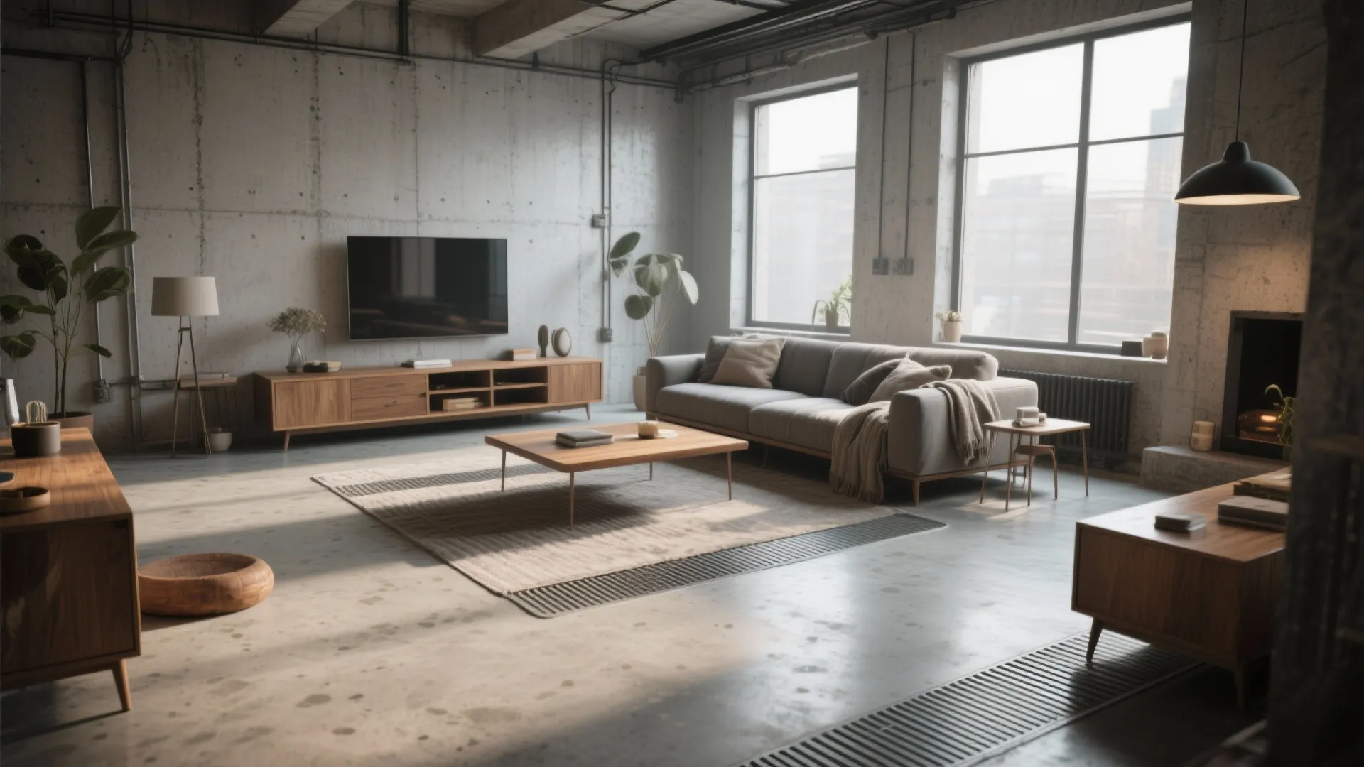 4. Polished concrete for an industrial-meets-minimal look