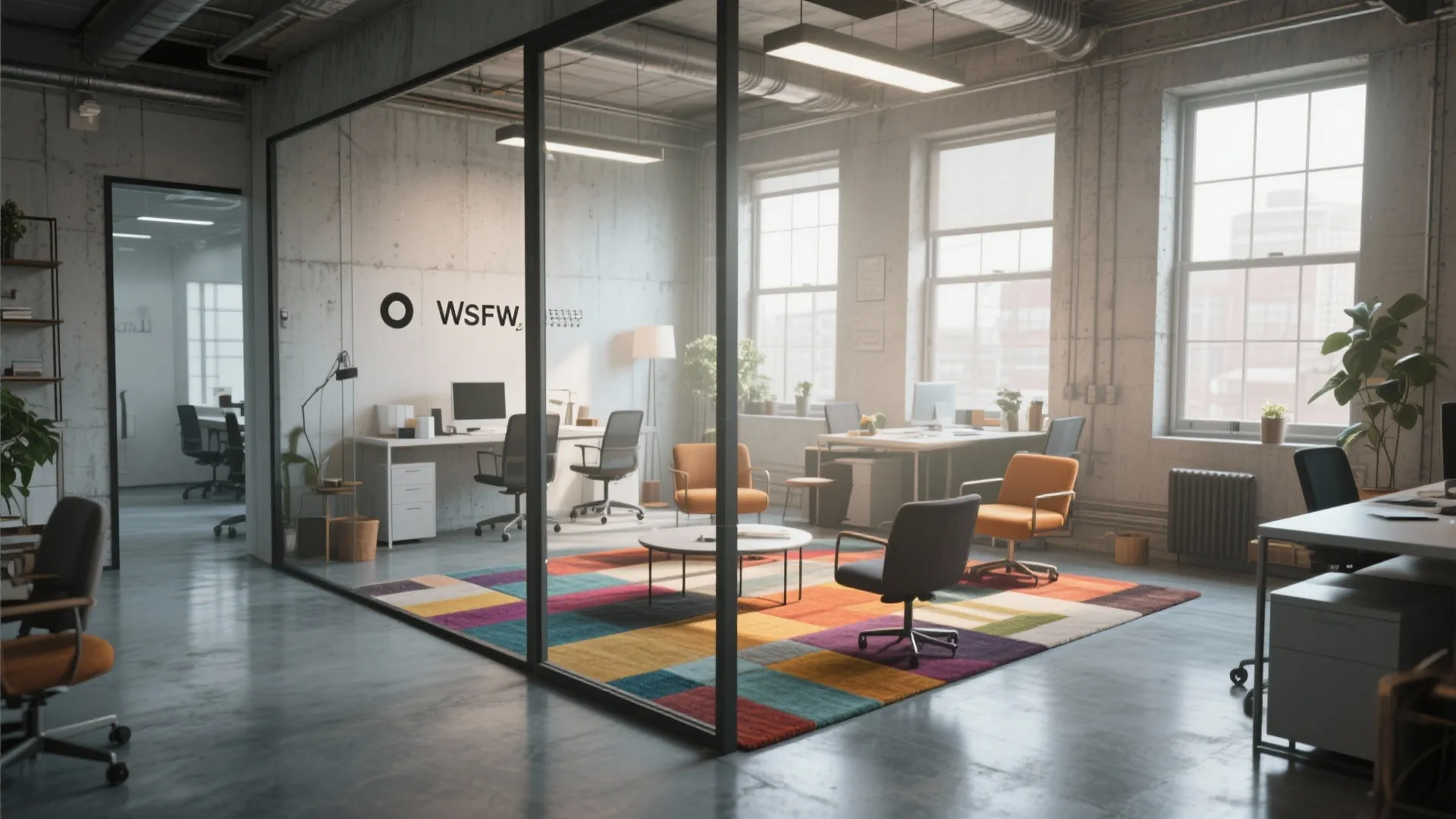 2. Polished Concrete with Rugs