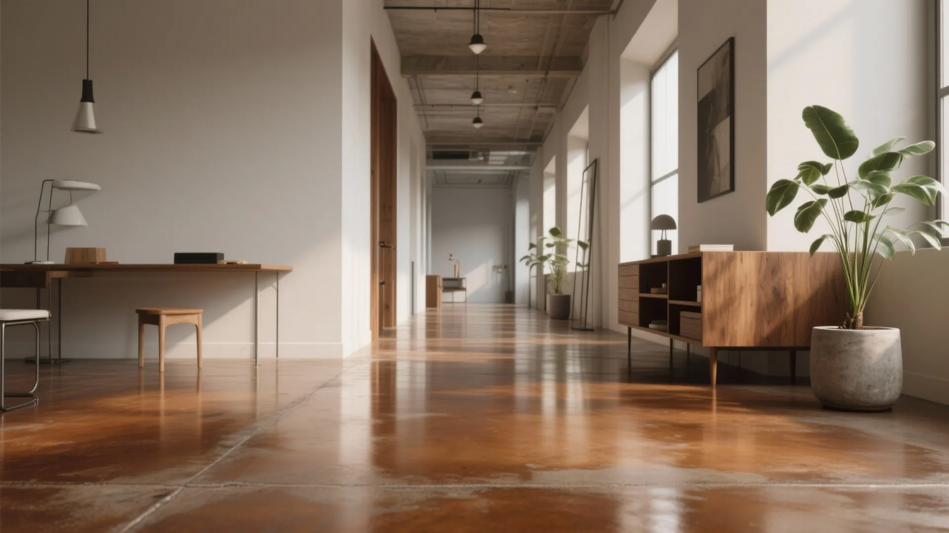 1. Polished and Color-Stained Floors