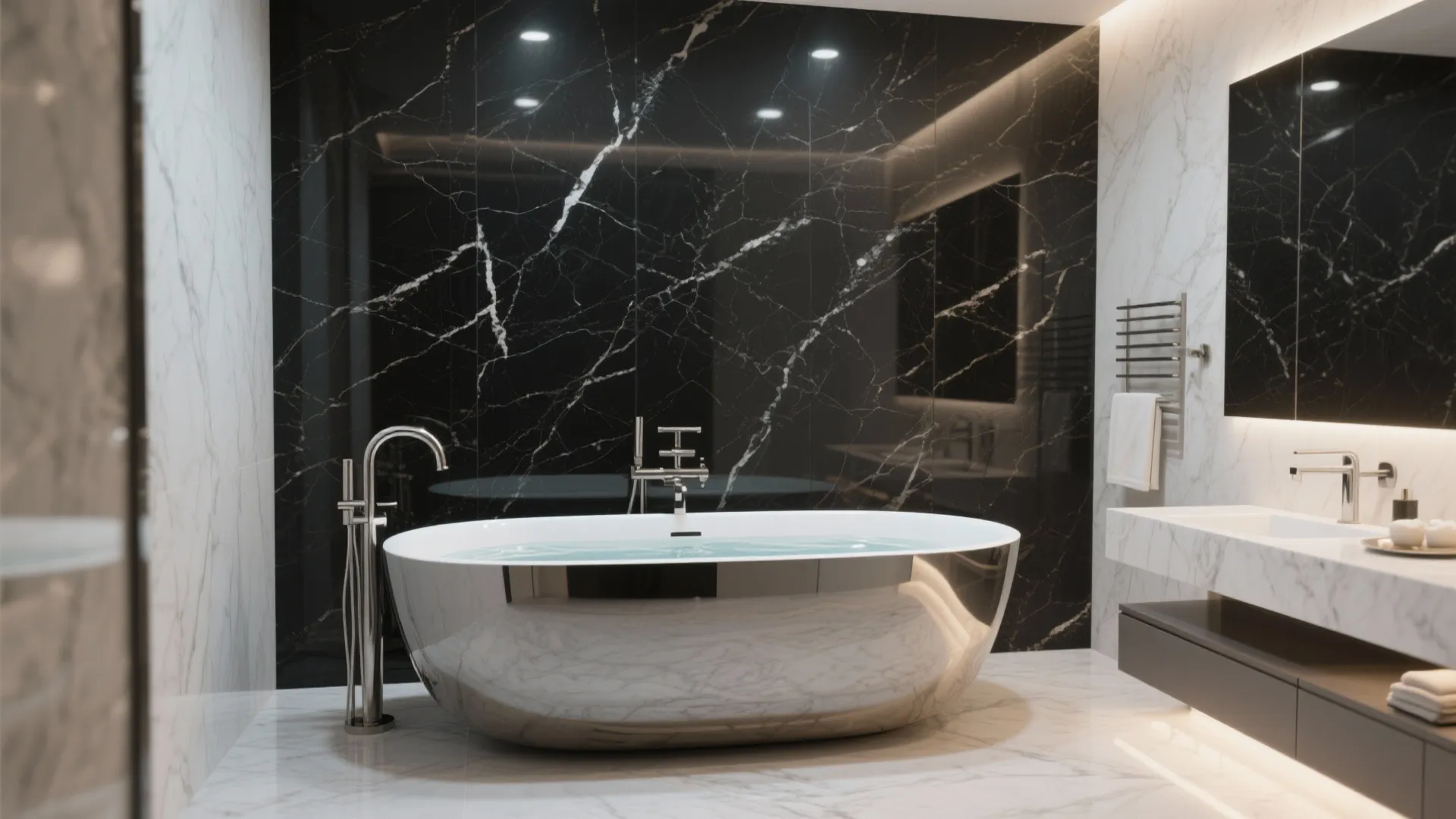 Sleek Polished Granite Bathroom Feature