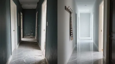 Before & After Hallway Transformation with Marble Tiles