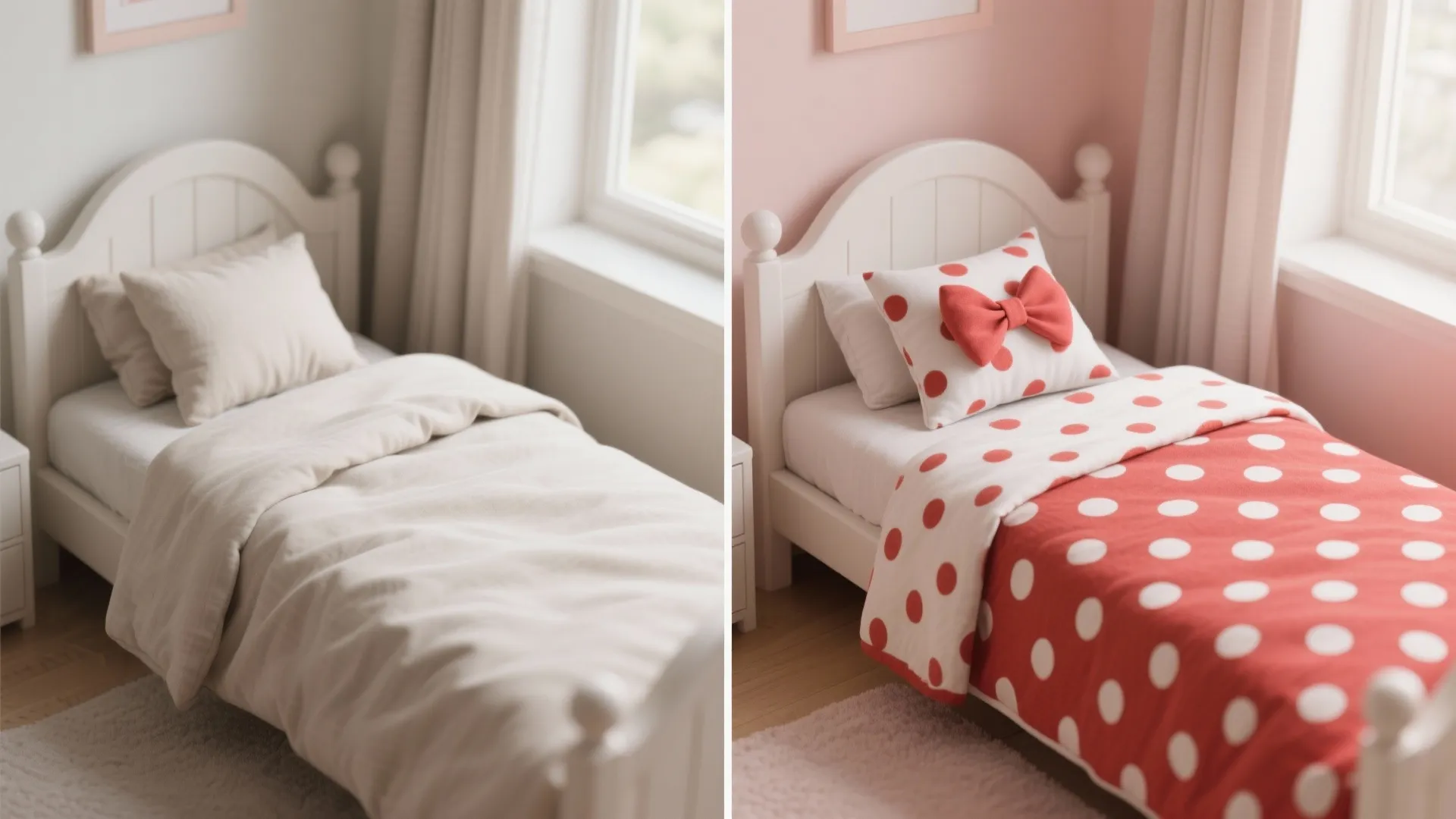 2. Polka-Dot Bedding & Pillow Swap