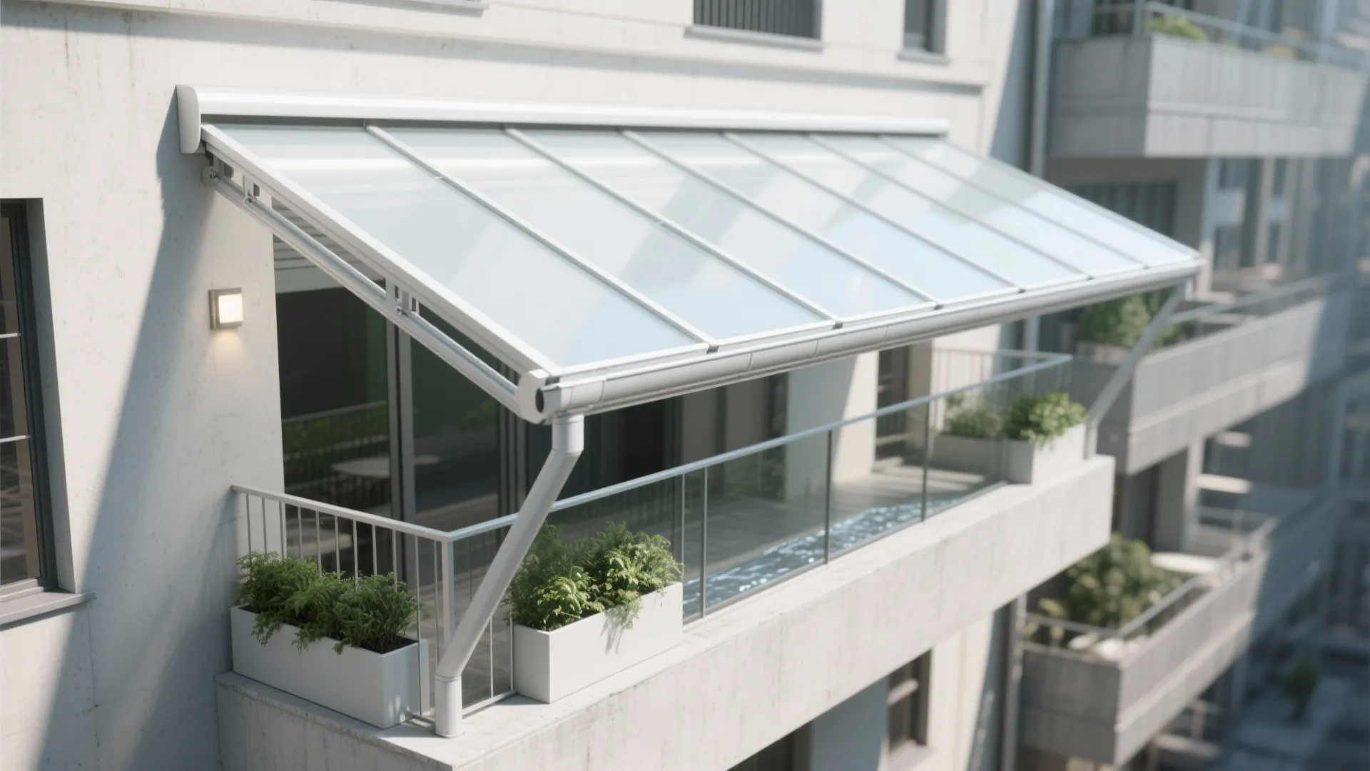 Polycarbonate Lean-To Roof with Integrated Gutters