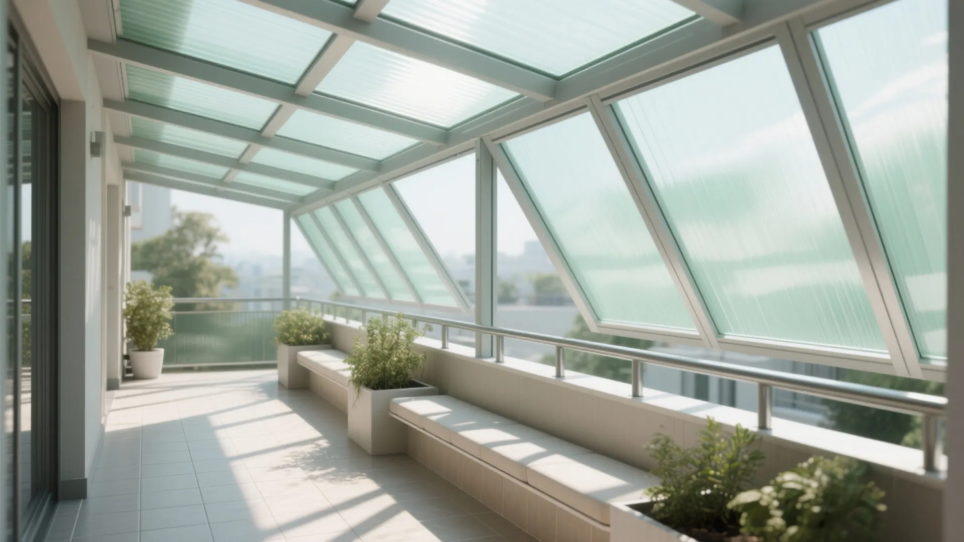 Polycarbonate Pergola-Style Chajja for Light Without Glare