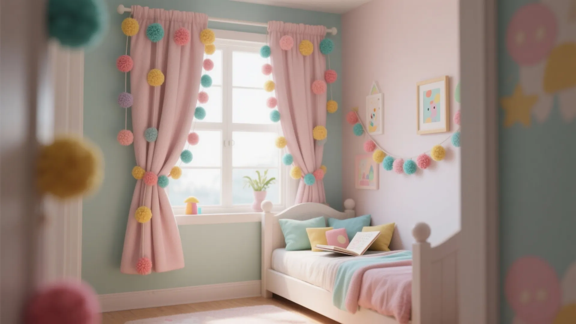 Pom-Pom Trim Curtains
