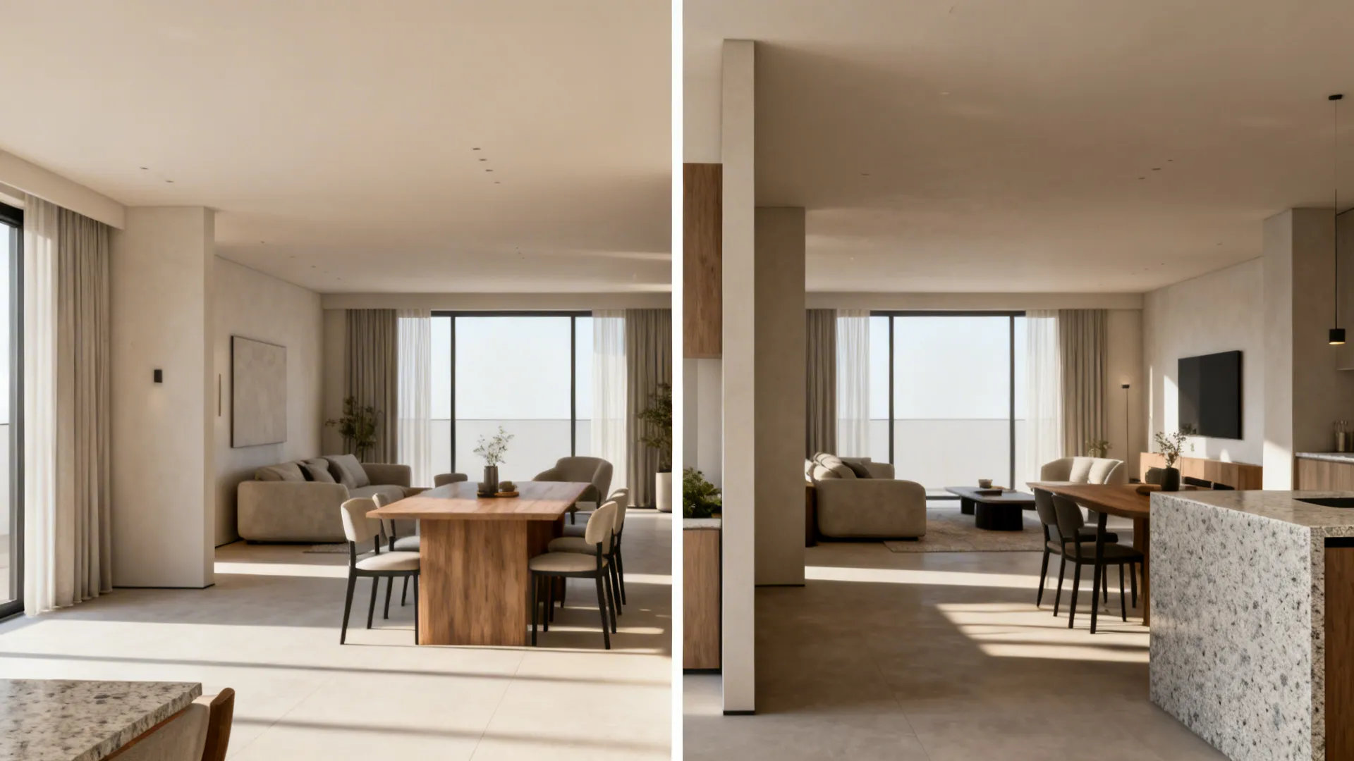 Half-Height Wall with Counter or Banquette