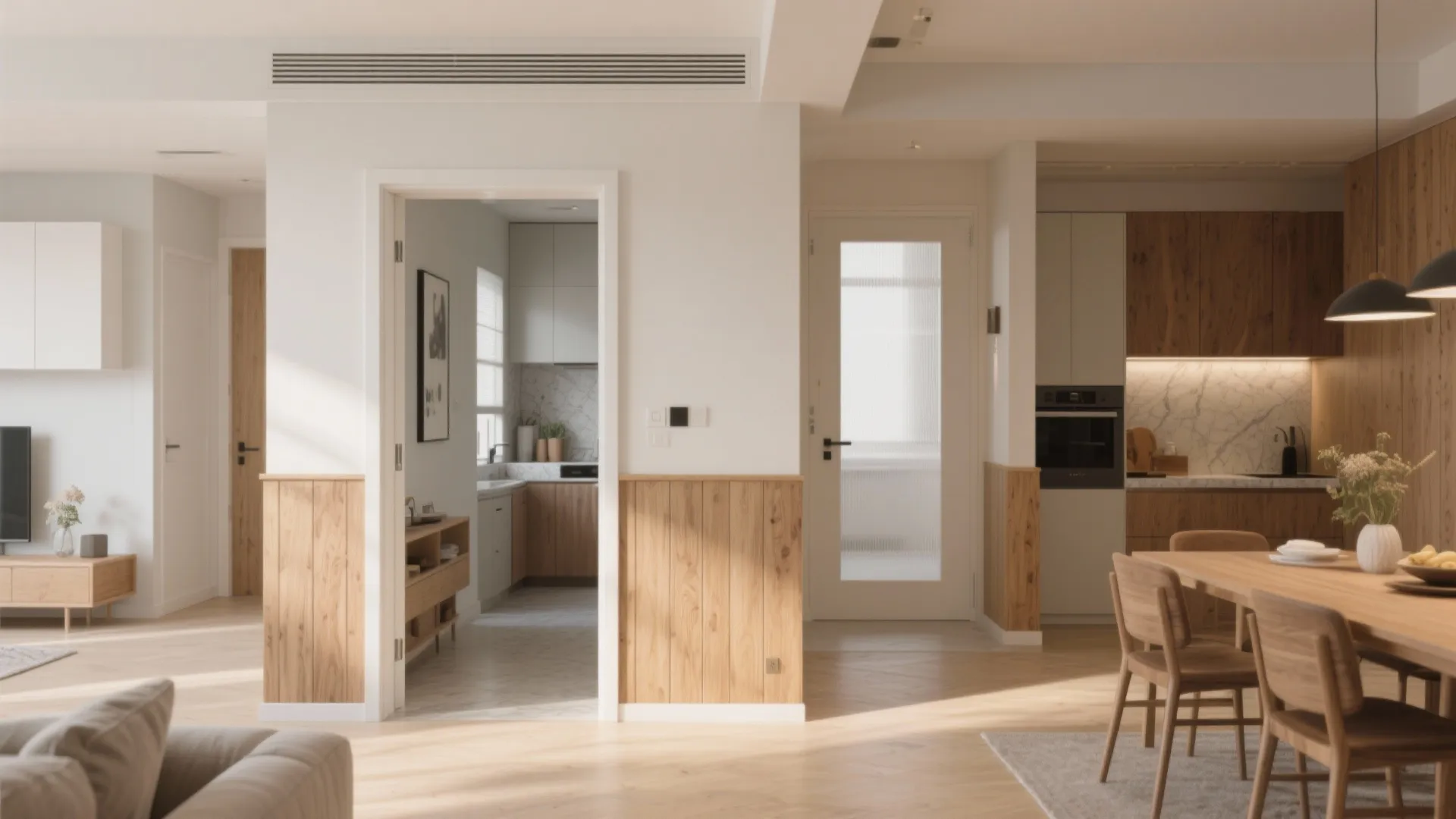 Half-height walls with cased openings