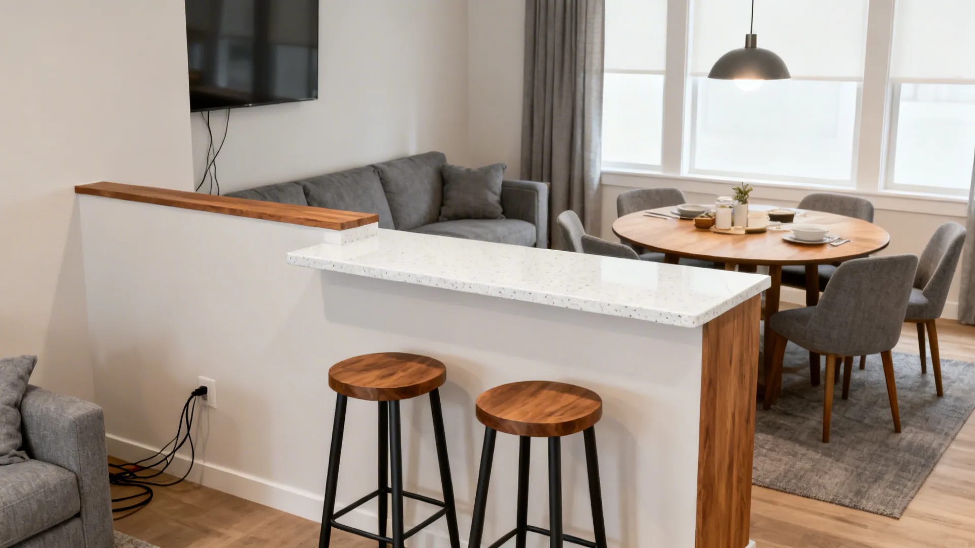 Half-Height Wall with Counter or Banquette