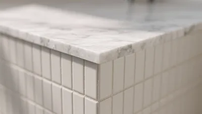 Marble Countertop with Subway Tile Bathroom Vanity