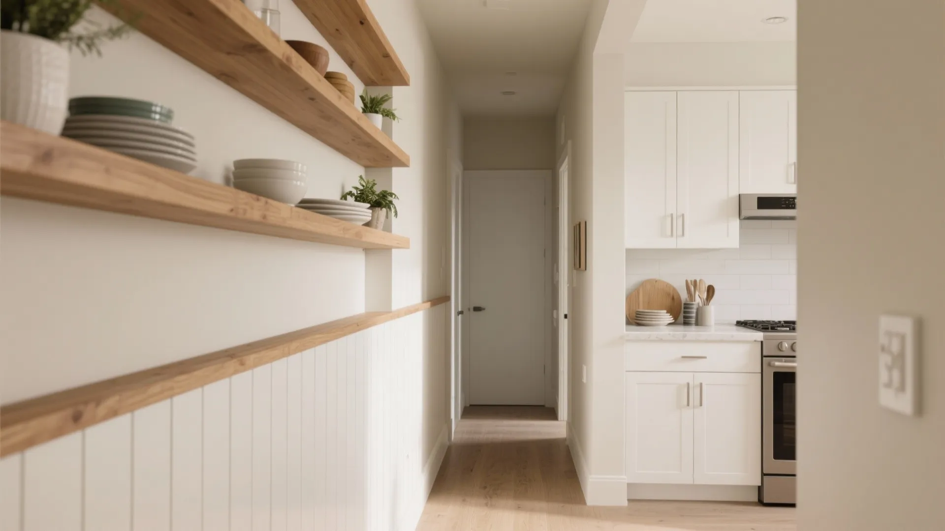 Half-Height Wall with Open Shelving