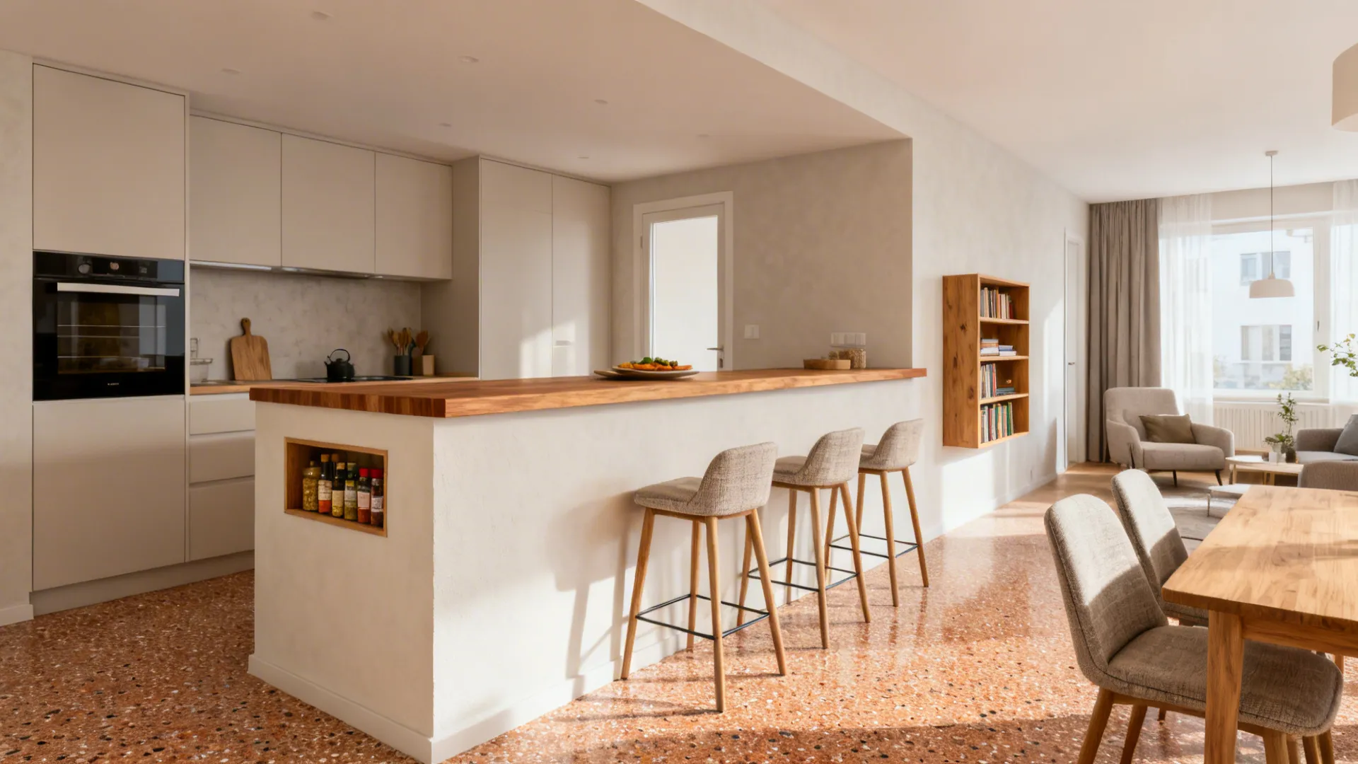 Half-Height Pony Walls with Storage Tops