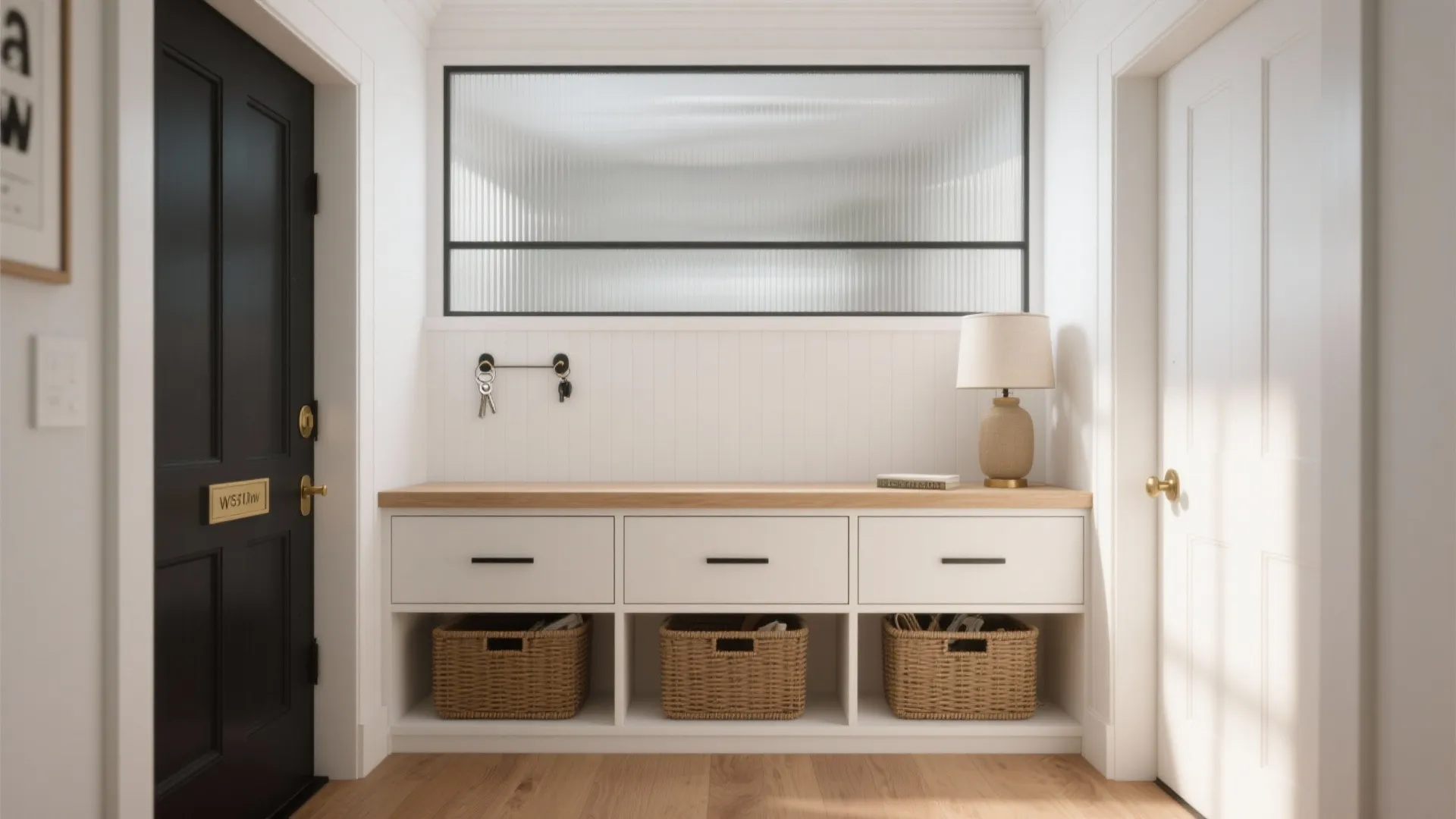 Half-Height Walls with Glass Tops for Storage + Light