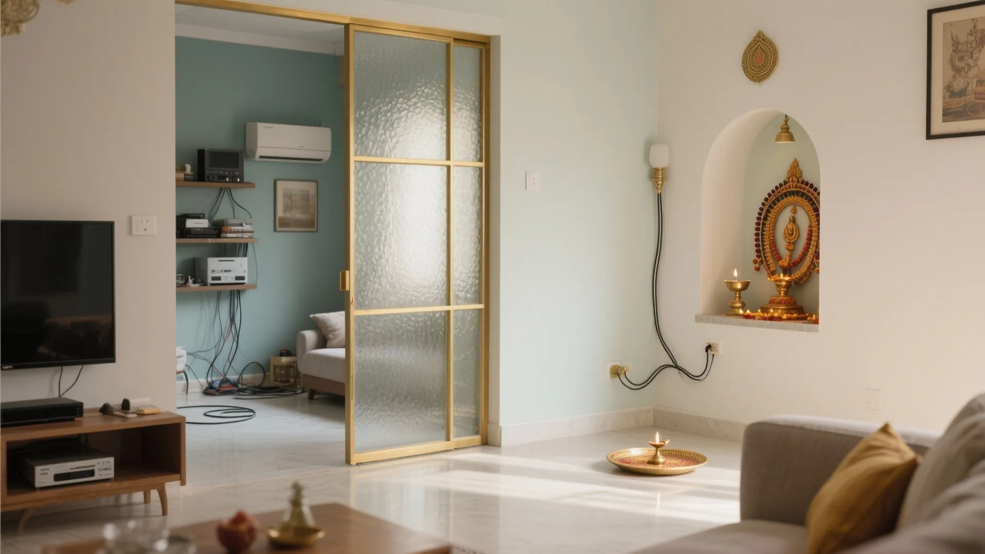 2) Frosted glass with brass trims