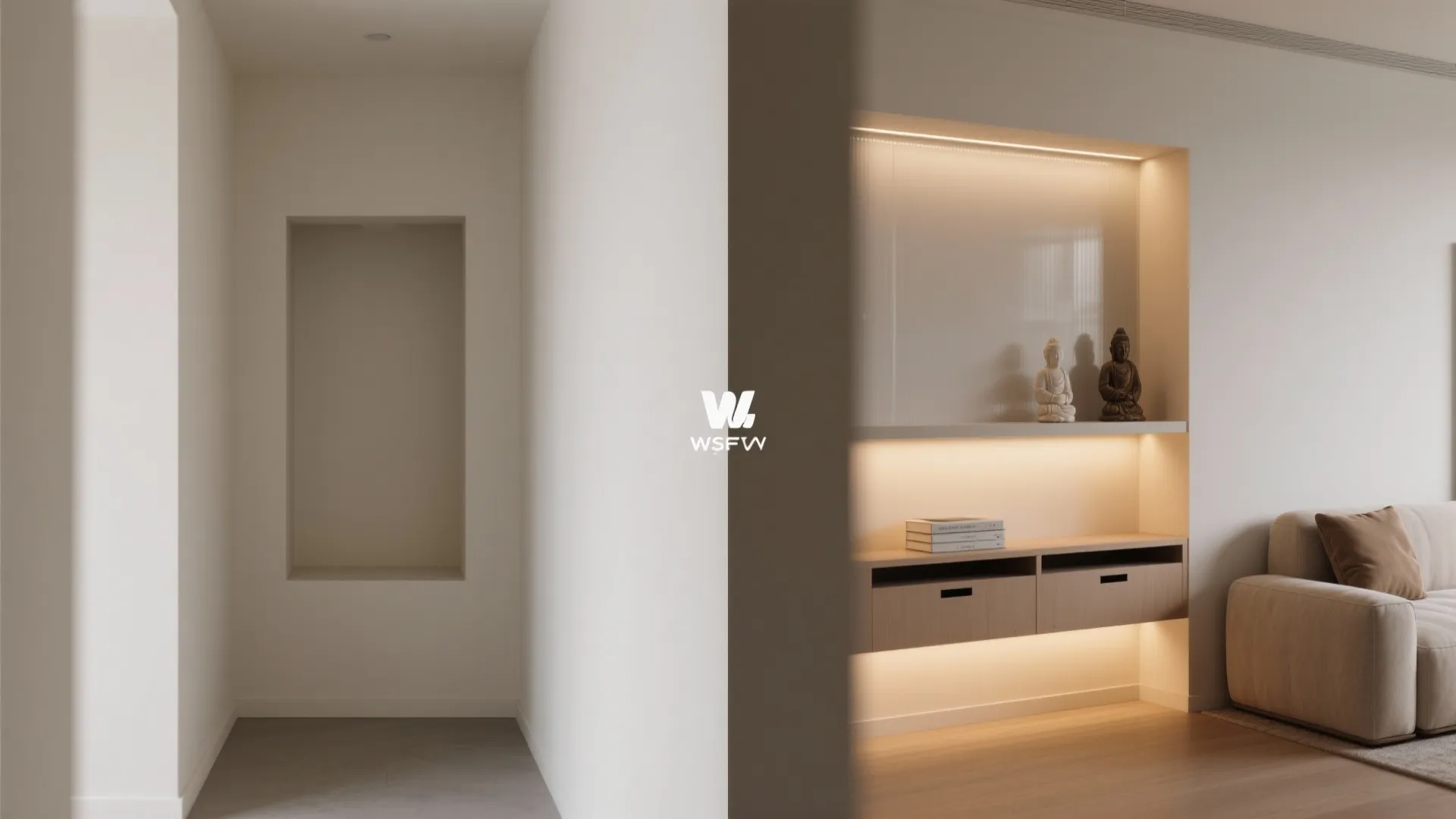 Backlit stone or glass backdrop for serene glow