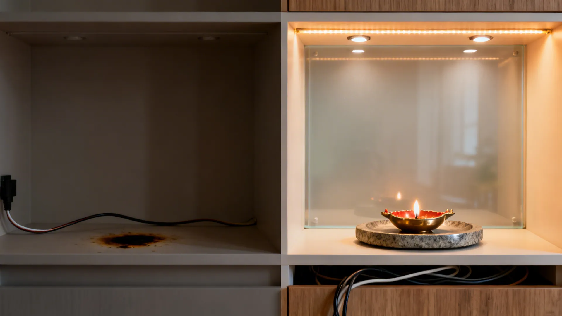 Illuminated back panels and safe diya zones