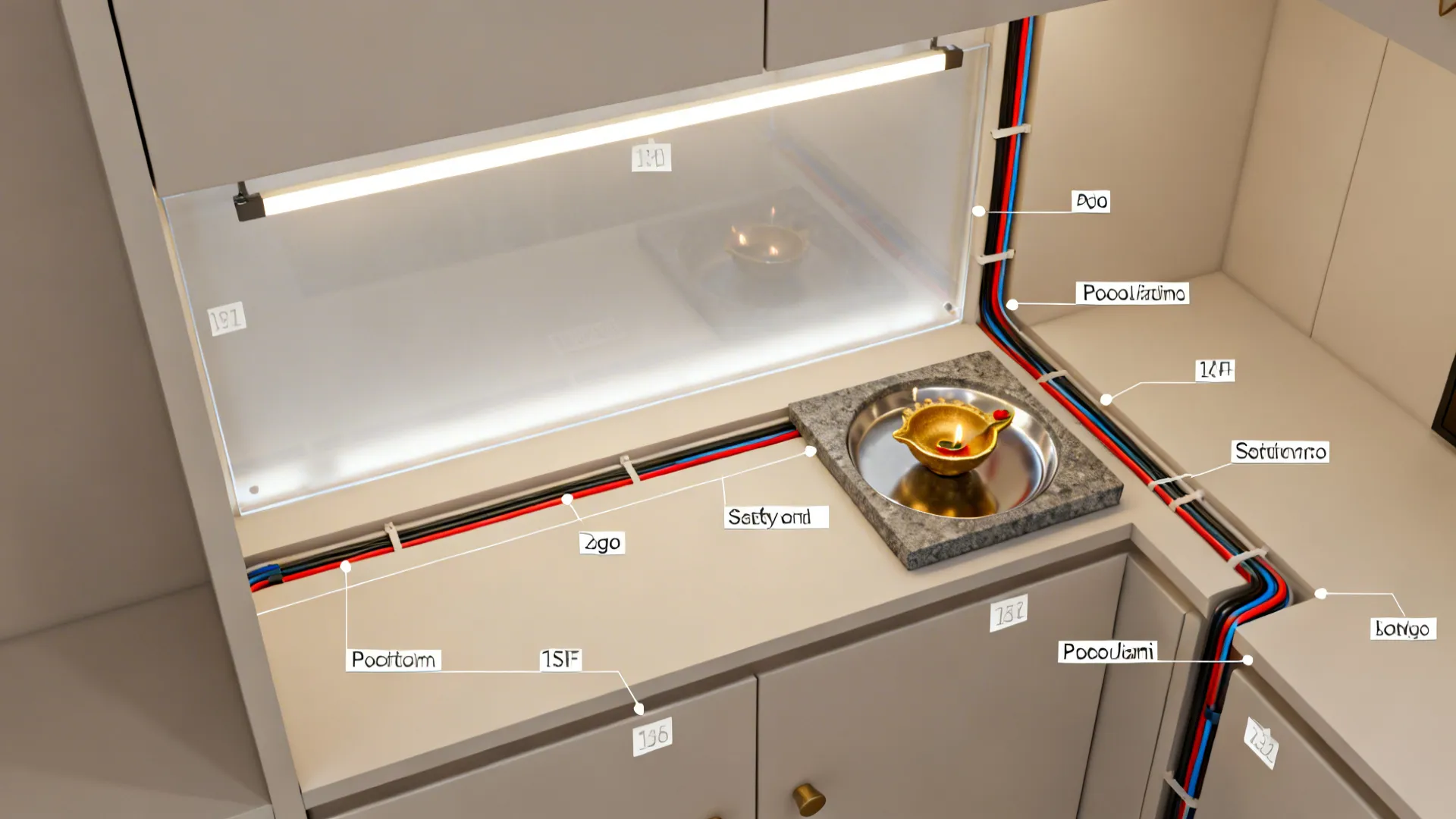 Illuminated back panels and safe diya zones