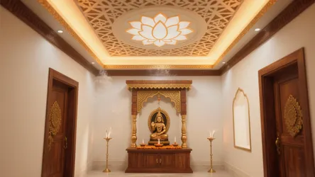 5 Traditional Pooja Room False Ceiling Designs