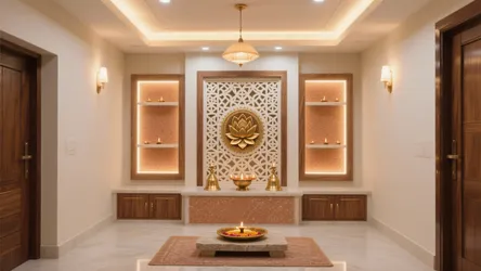 5 Traditional Pooja Room False Ceiling Designs