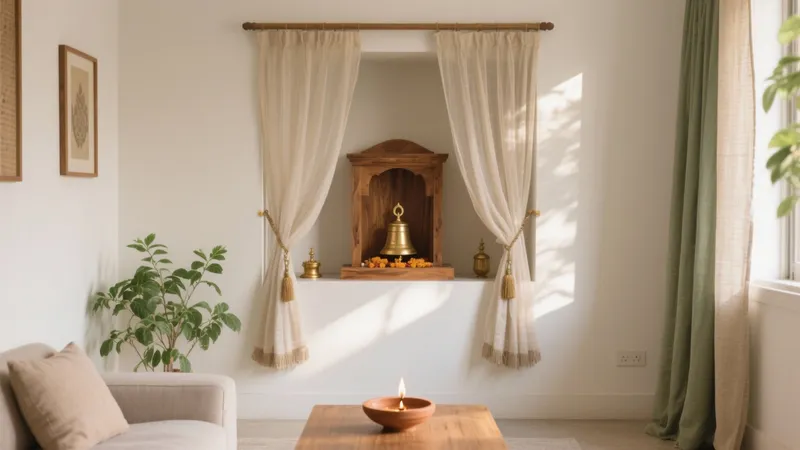 Serene Indian Home Altar Space with Natural Light