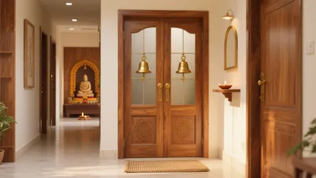 5 Pooja Room Door Designs with Bells