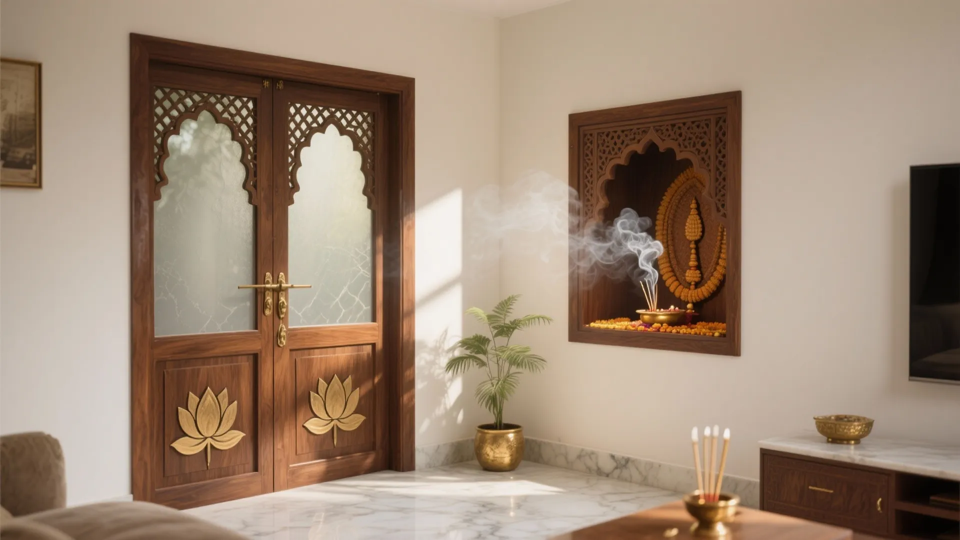 5 Pooja Room Door Design Ideas for Small Homes: From teak jaali to frosted glass: real-world tips from a senior interior designer to elevate your pooja room door design in compact apartments