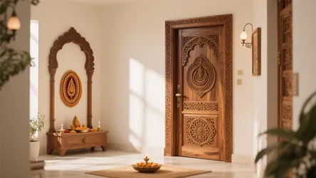 5 Stunning Pooja Room Door Carving Designs