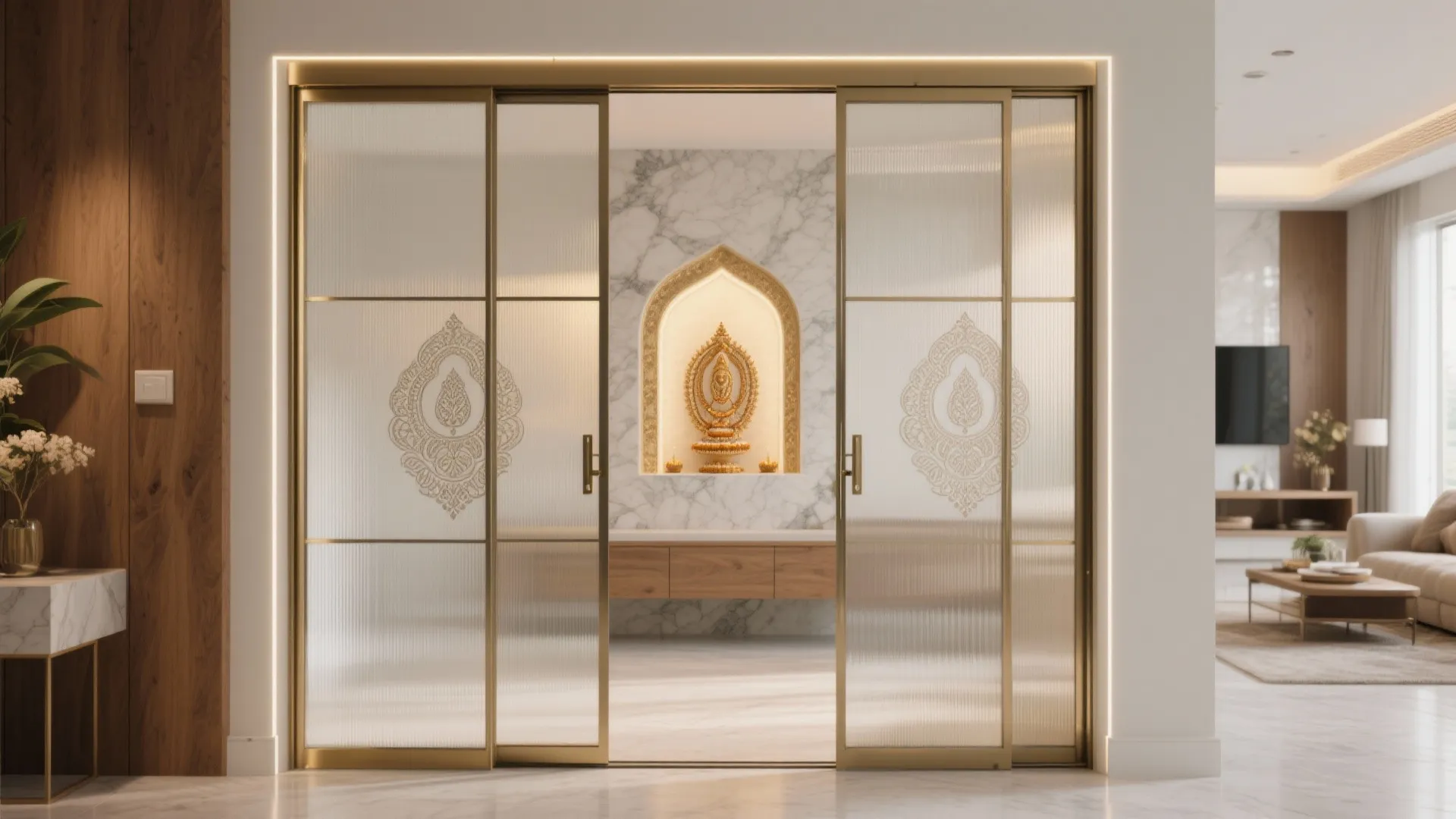 Sliding Glass Pooja Doors for Calm Privacy