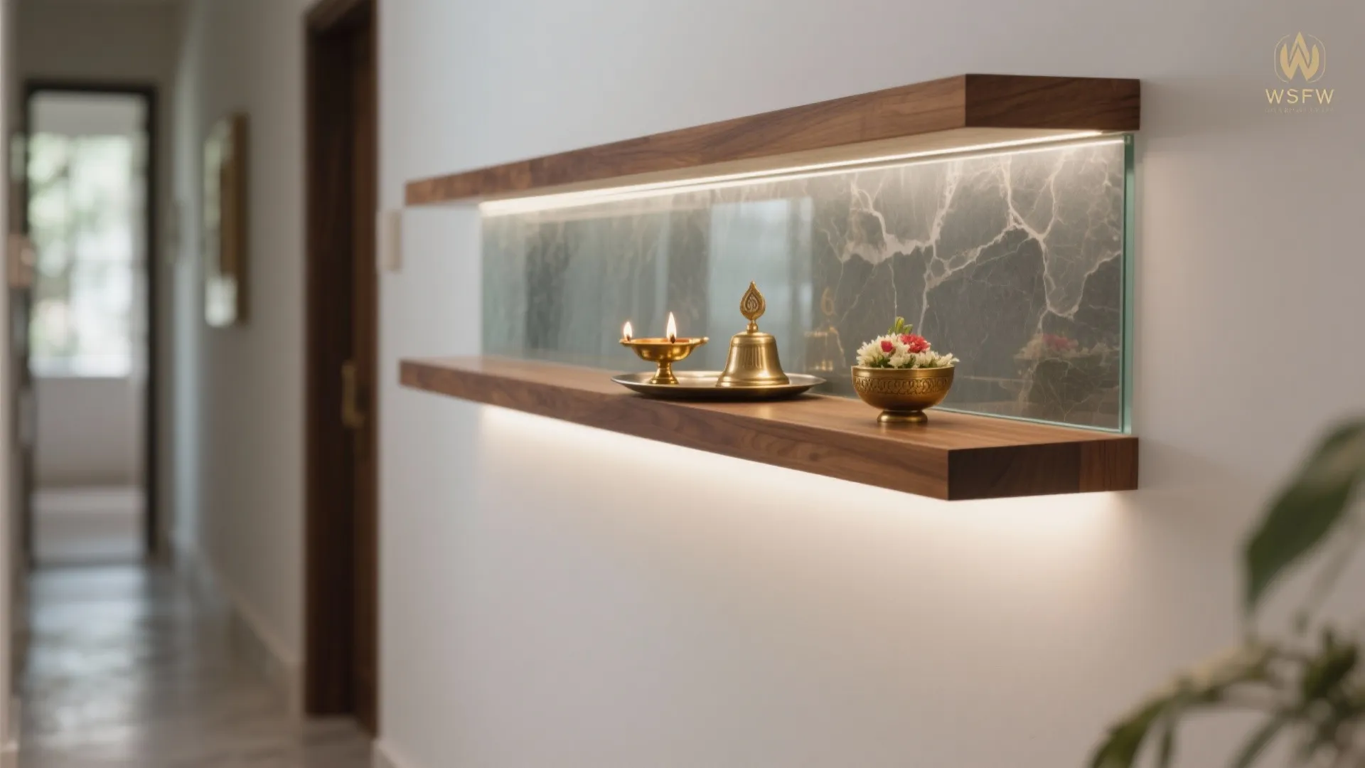 Floating Shelf with Tempered Glass or Stone Back