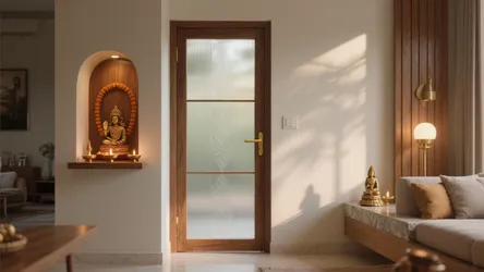 Pooja room single door designs with glass: 5 ideas