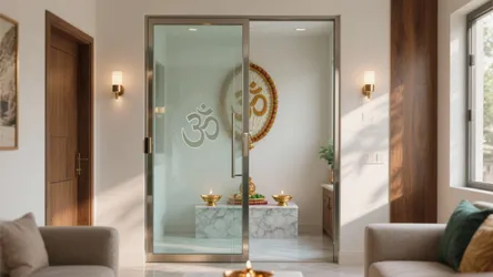 5 Pooja Room Glass Door Design Photos & Ideas