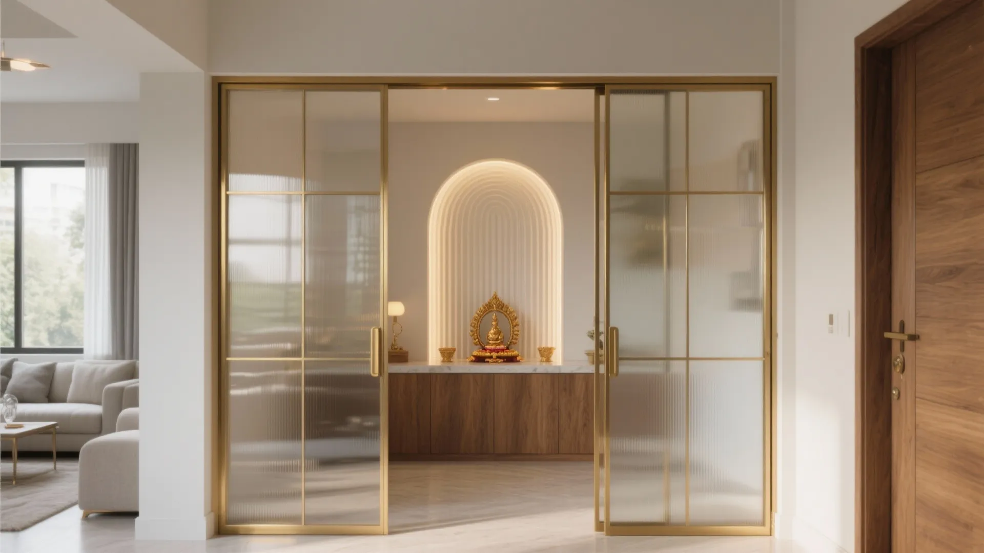 5 Modern Pooja Room Glass Door Designs