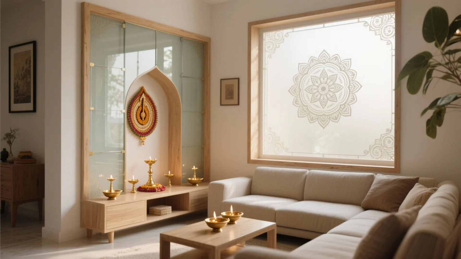 5 Glass Etching Designs for Pooja Room