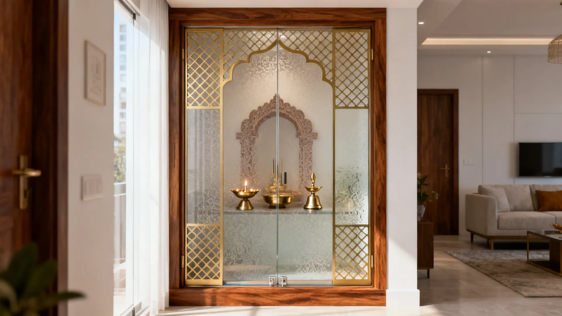 Traditional Pooja Room Glass Door Designs: 5 Ideas