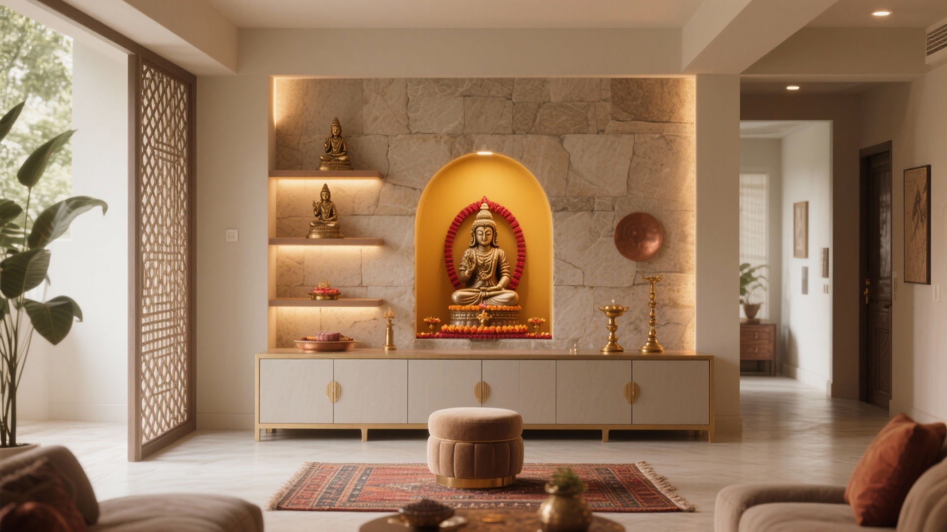 Pooja Space in Living Room Feels Cramped? Fix Layout & Light