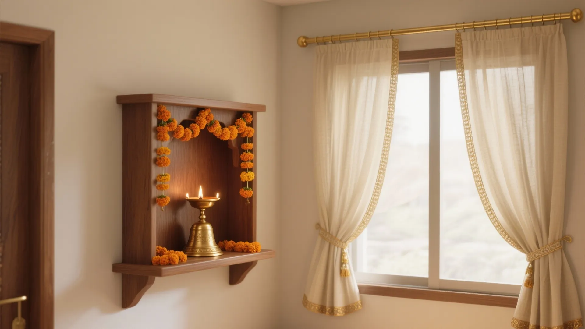 5 Pooja Room Curtain Designs I Swear By: Small prayer corners deserve big design energy. Here are five pooja room curtain ideas—tested in real homes—that balance serenity, safety, and style.