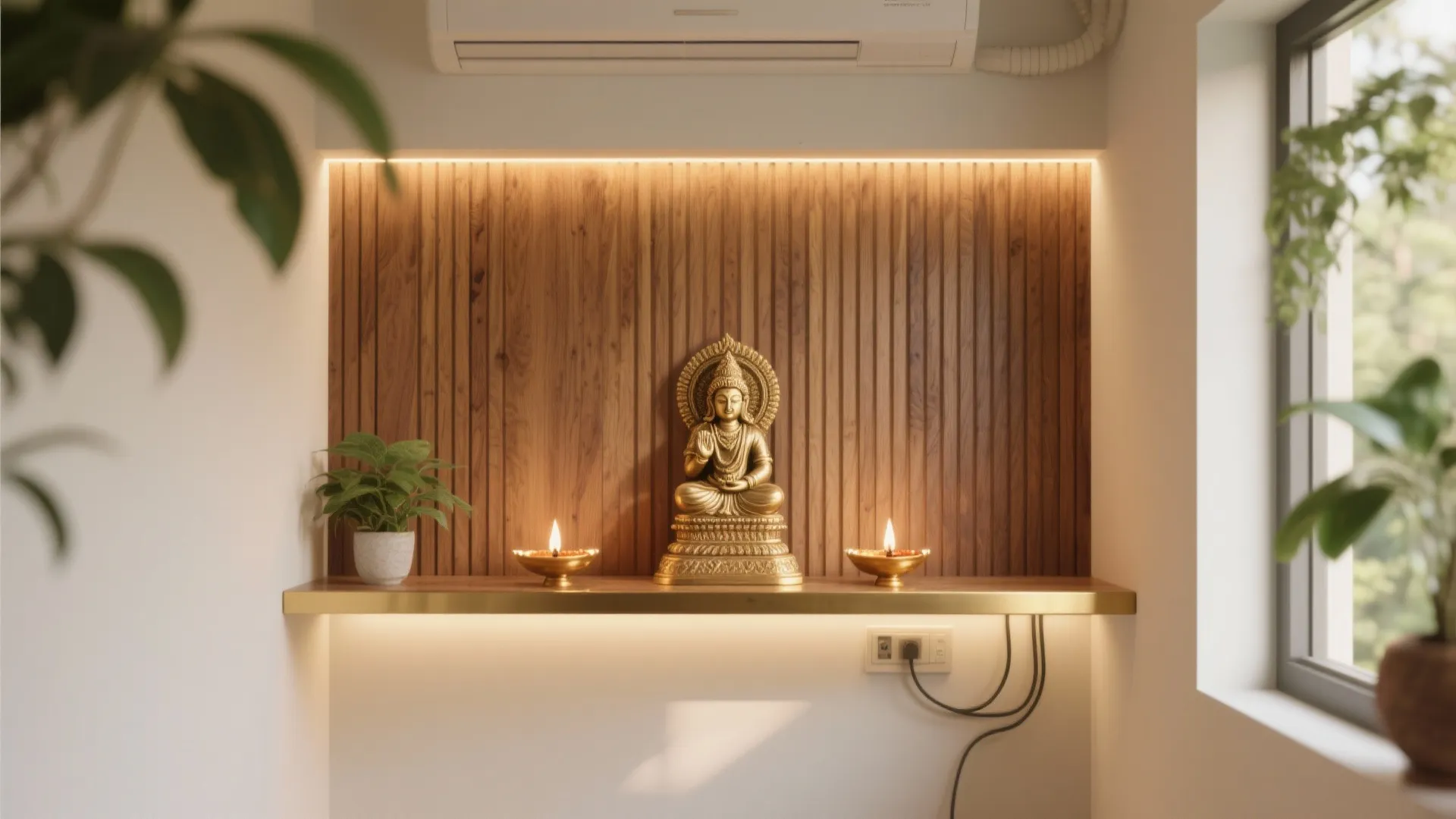 Pooja Background Decoration: 5 Designer Ideas: Small-space mandir backdrops with wood, marble, LED arches, hidden storage, and seasonal accents