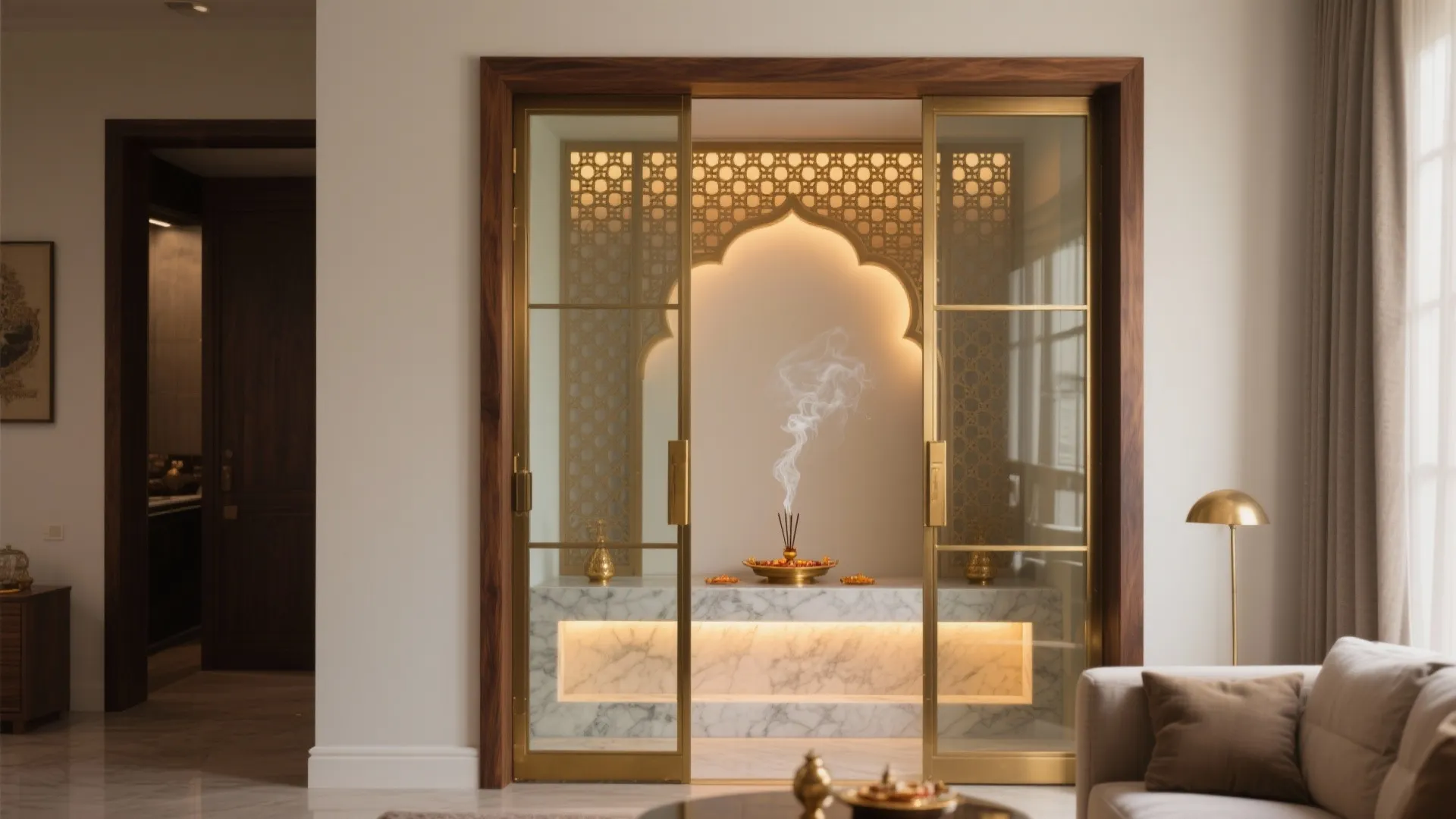 5 ideas: modern pooja room glass door designs images: A senior interior designer’s guide to small mandir glass doors—practical, warm, and image-worthy