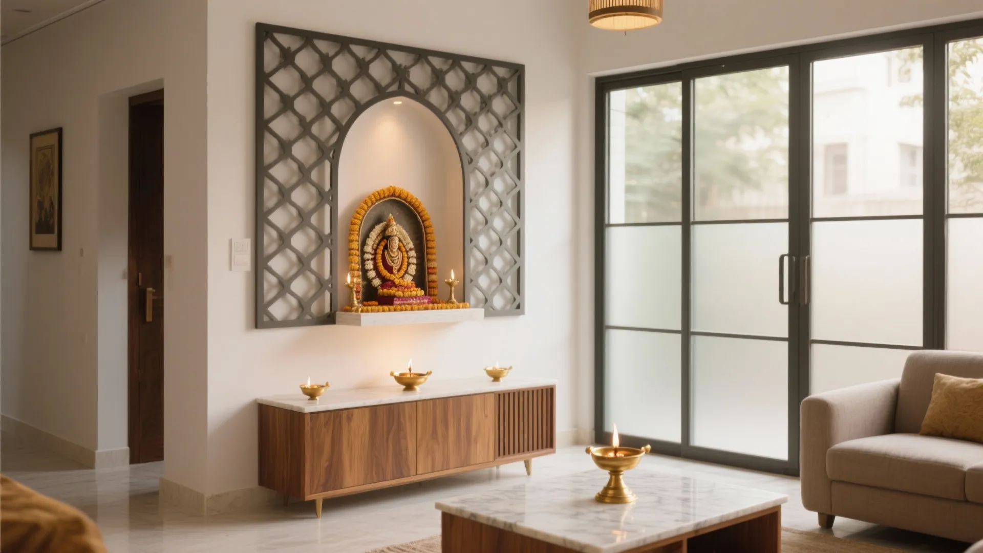5 Pooja Room Partition Design Ideas for Small Homes: Small-space pooja room partitions that blend tradition, light, and modern living—grounded in real projects and backed by expert standards.