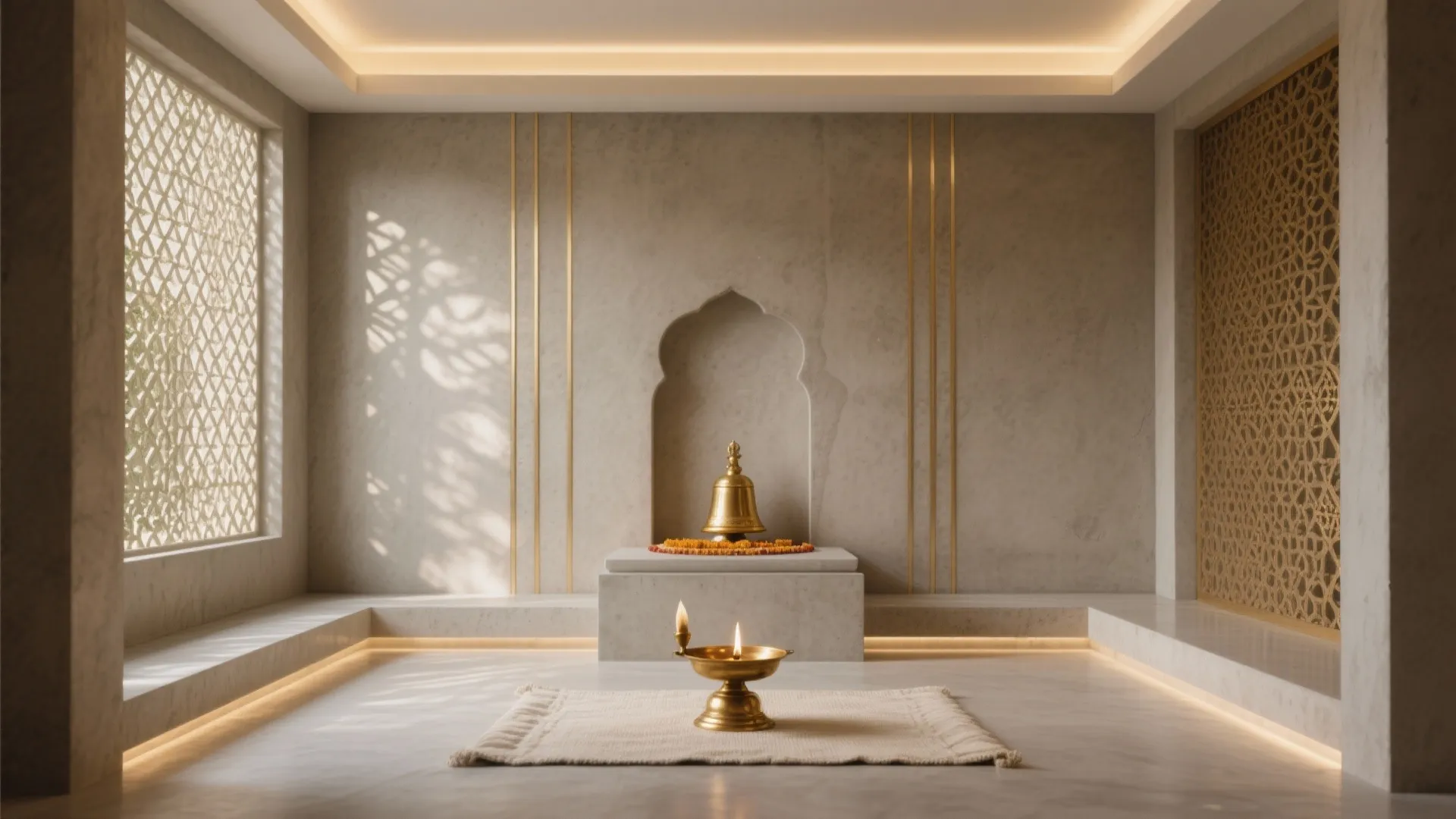 5 Pooja Room Design Cement Work Ideas: Craft a serene, space-smart prayer corner with durable, beautiful cement finishes and thoughtful details