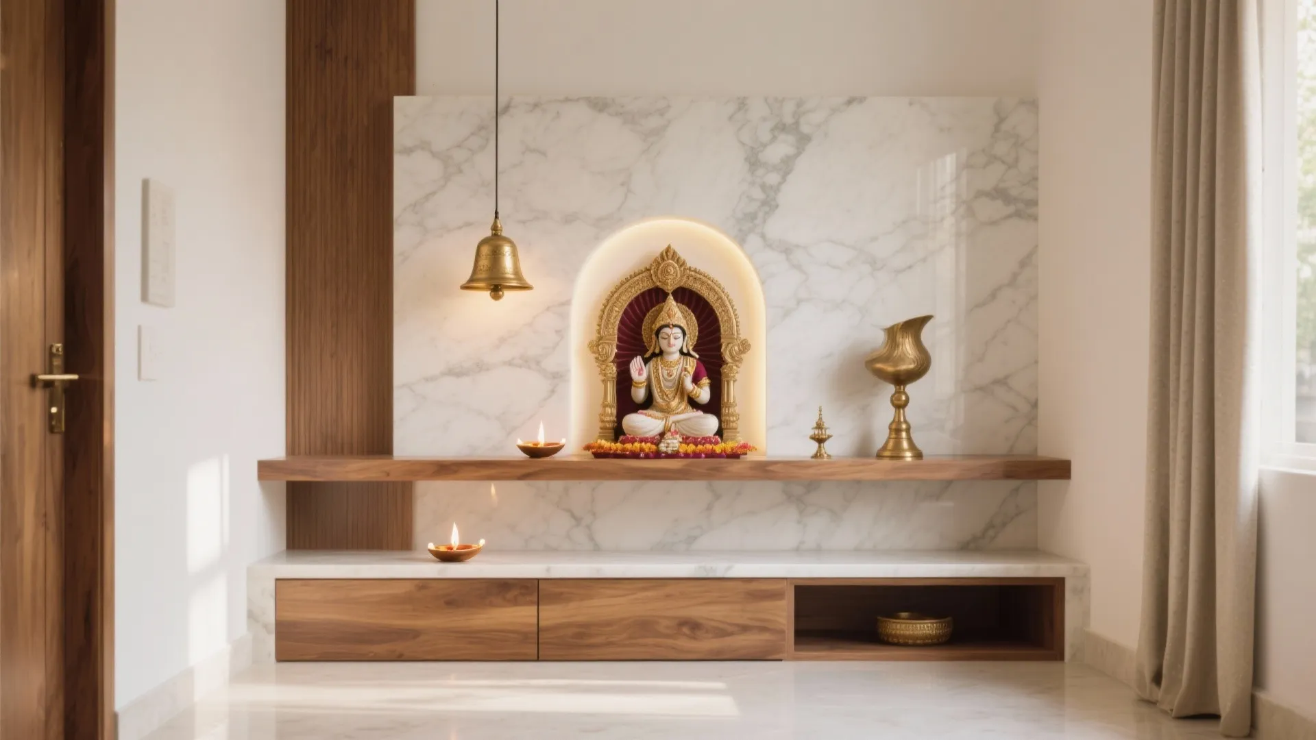 5 Pooja Room Design Images for Small Spaces: Real designer tips, image ideas, layouts, lighting, and budgets to inspire a serene mandir at home