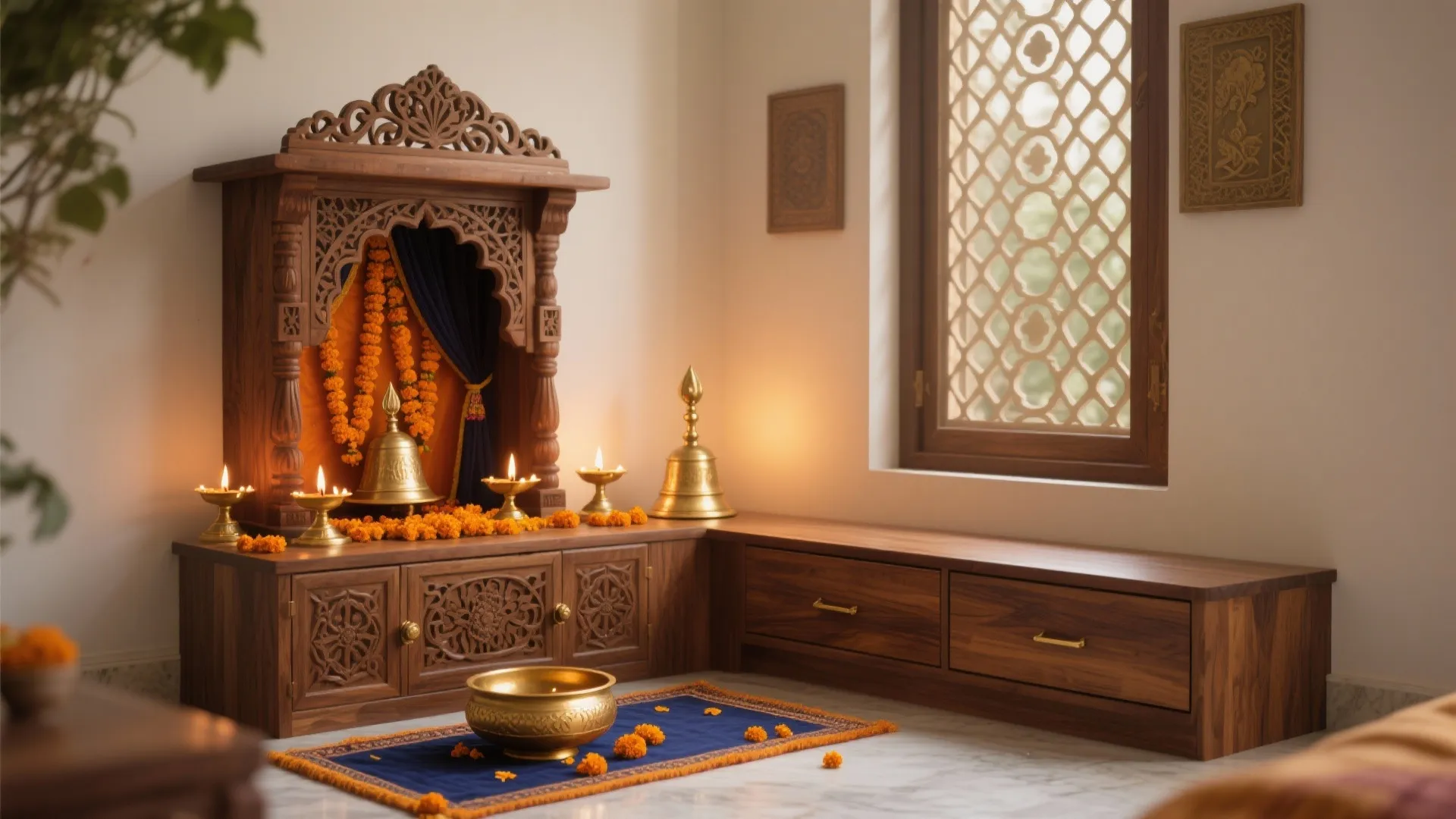 5 Decoration Ideas for Pooja at Home: Small-space pooja decor that feels sacred, serene, and truly yours—curated by a designer who’s styled dozens of home mandirs in real apartments.