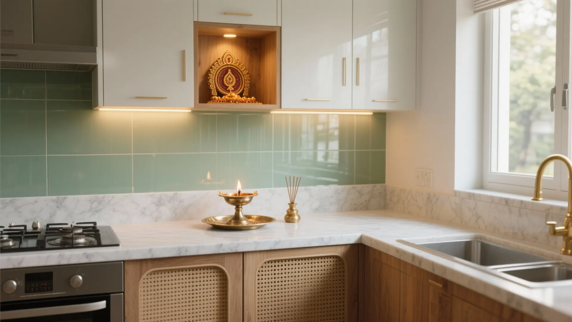 Pooja Room in Kitchen Designs: 5 Smart Ideas: Small spaces spark big creativity—here are my five designer-approved ways to blend a calming pooja corner into a hardworking modern kitchen without losing function or soul.