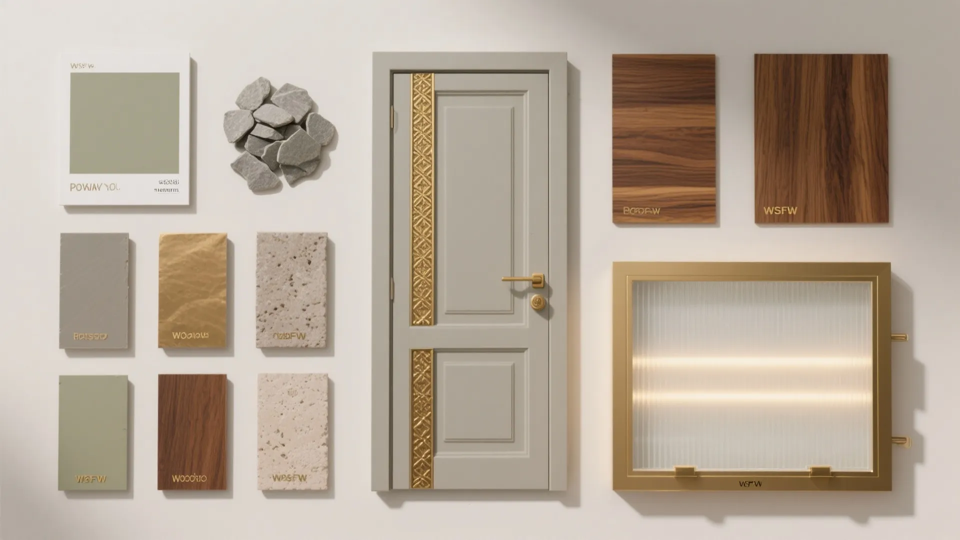 Painted single door with brass inlay and hidden closer