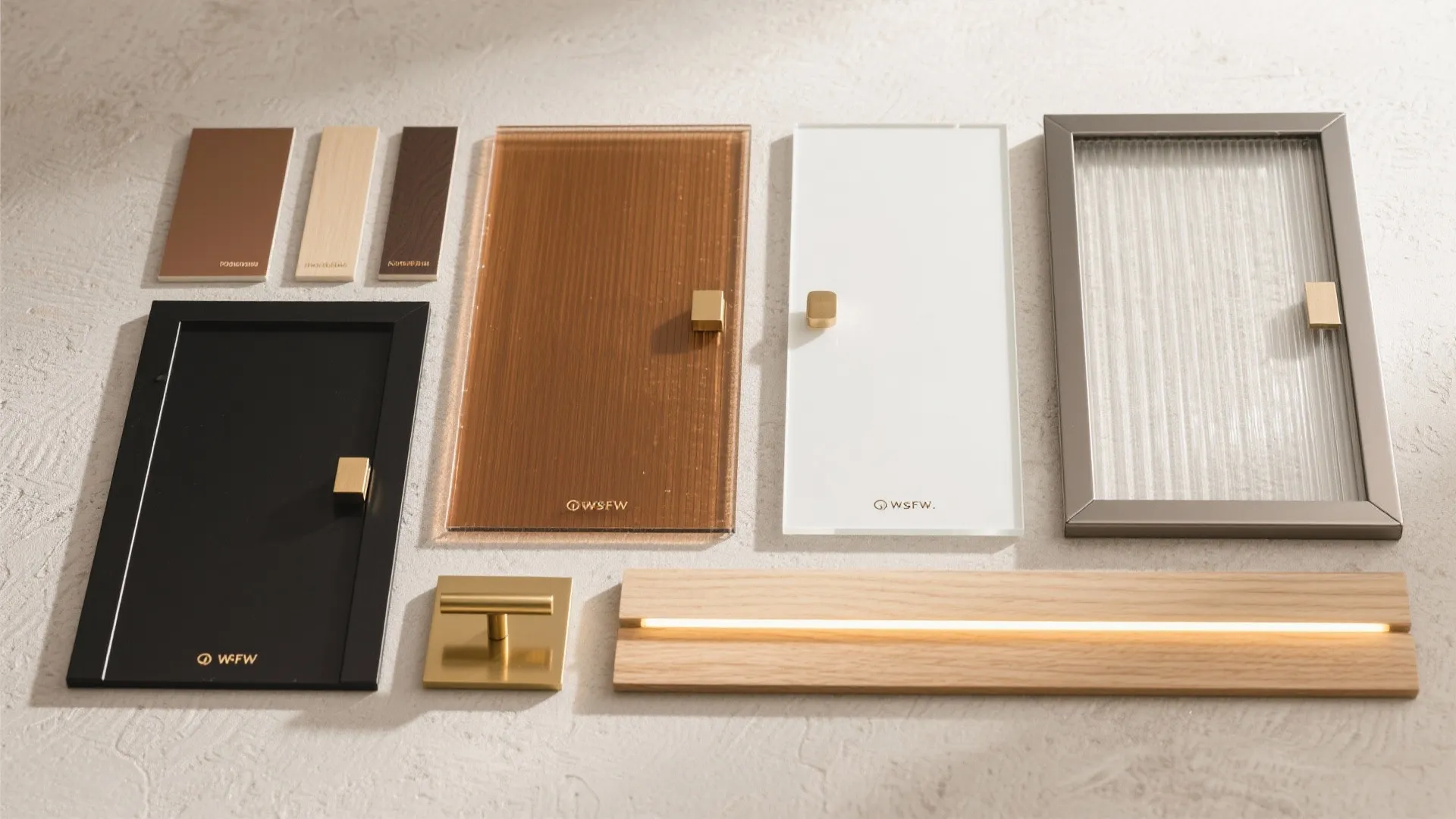 3) Matte metal frames with reeded acrylic panels